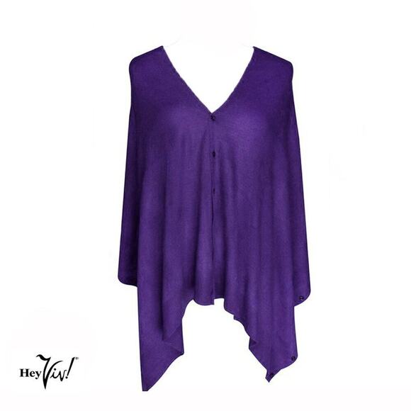 Purple Button Shawl Shrug Wrap 60"x22" Versatile Stylish Layering Piece –Hey Viv - Picture 4 of 7